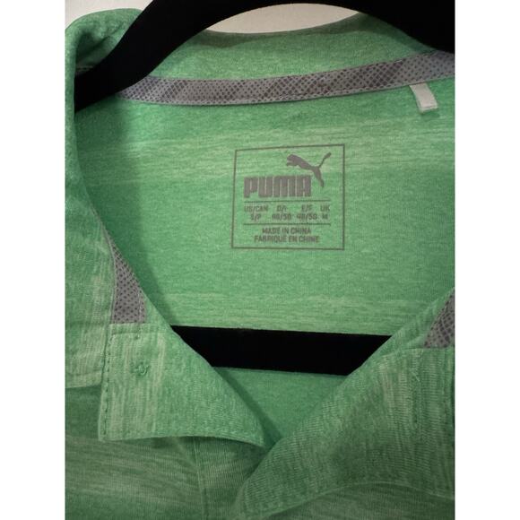 PUMA Golf Polo Shirt mens Size Small Green Striped - Picture 4 of 4